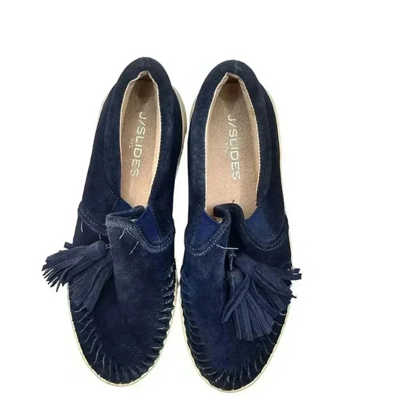 J Slide Shoes‎ J/Slides Aztec Navy Blue Platform Leather Slip-On Sneakers Size 6 - Picture 4 of 10